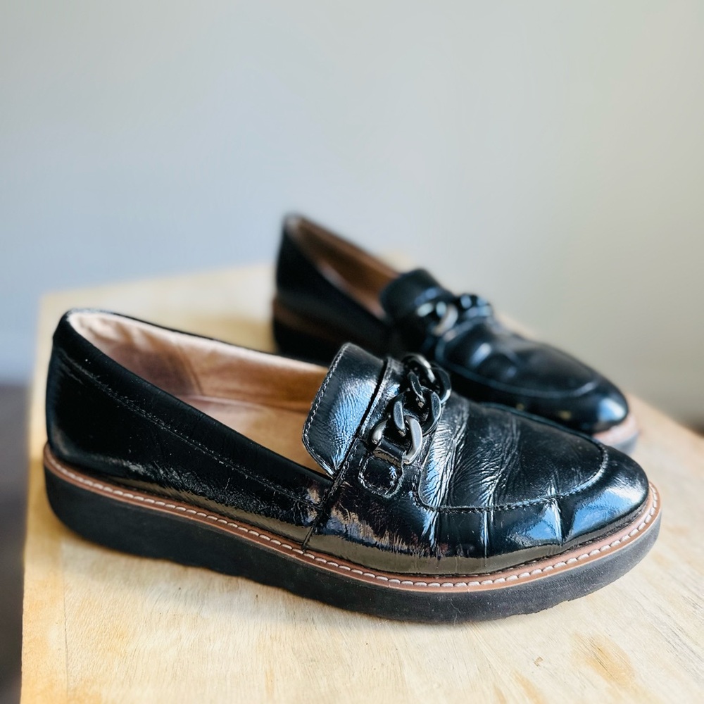 Naturalizer black parent leather creepers chunky loafers 9.5